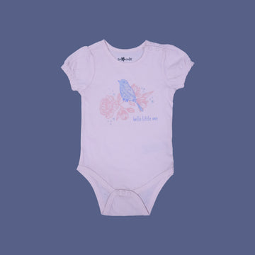 PINK BIRD PRINT HALF BODY HALF SLEEVES ROMPER